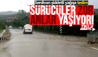 Şiddetli yağış sürücülere zor anlar yaşatıyor!