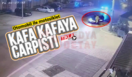 Otomobil ile motosiklet kafa kafaya çarpıştı