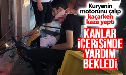 Kuryenin motorunu çalıp kaçarken kaza yaptı