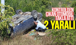 Kontrolden çıkan otomobil takla attı