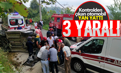 Kontrolden çıkan otomobil yan yattı: 3 yaralı!