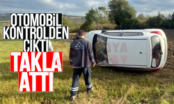 Kontrolden çıkan otomobil takla attı!