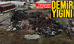 Yangından geriye demir yığınları kaldı!