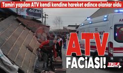 Tamiri yapılan ATV kendi kendine hareket edince olanlar oldu