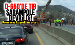 D-650’de tır şarampole devrildi!