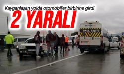 Kayganlaşan yolda otomobiller birbirine girdi!