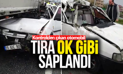 Otomobil tıra ok gibi saplandı!