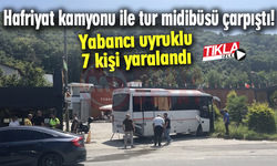 Hafriyat kamyonu ile tur midibüsü çarpıştı! 7 Turist yaralandı