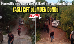 Otomobille metrelerce yüseklikteki merdivenden düştüler!