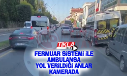 Fermuar sistemi ile ambulansa yol verildiği anlar kamerada