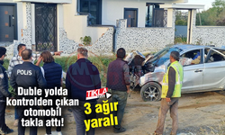 Duble yolda kontrolden çıkan otomobil takla attı!