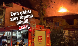 Evin çatısı alev topuna döndü