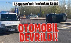 Sakarya'da hafif ticari araçla çarpışan otomobil devrildi