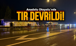 Anadolu Otoyolu'nda tır devrildi!