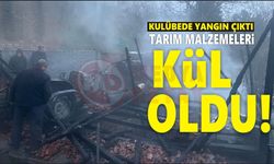 Tarım malzemeleri çıkan yangında kül oldu