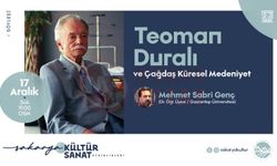 “Teoman Duralı ve Çağdaş Küresel Medeniyet” konuşulacak