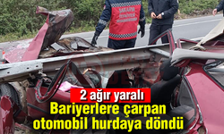 Bariyerlere çarpan otomobil hurdaya döndü!