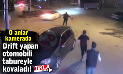 Drift yapan otomobili tabureyle kovaladı!