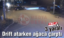 Drift atarken ağaca çarptı! 3 yaralı