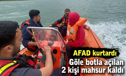 Göle botla açılan 2 kişi mahsur kaldı!