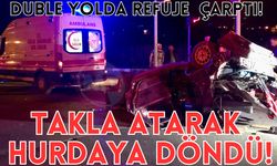 Otomobil takla atarak hurdaya döndü