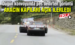 Düğün konvoyunda pes dedirten görüntü