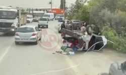 Saksılara çarptı ters döndü!