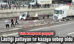 Lastiği patlayan tır kazaya sebep oldu