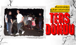 Kontrolden çıkan otomobil ters döndü