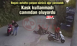 Kask kullanmadı canından oluyordu!
