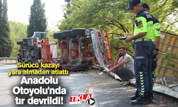 Anadolu Otoyolu'nda tır devrildi!