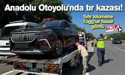 Anadolu Otoyolu'nda tır kazası! Sıfır Togg'lar hasar gördü