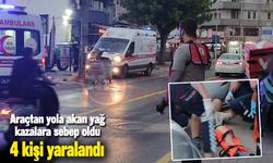 Araçtan yola akan yağ kazalara sebep oldu
