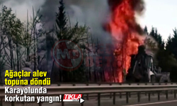 Karayolunda korkutan yangın!