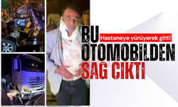 Kağıt gibi ezilen araçtan sağ çıktı!