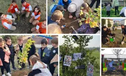 Okullarda fidanlar Atatürk ve vatan sevgisi mesajlarıyla toprakla buluştu