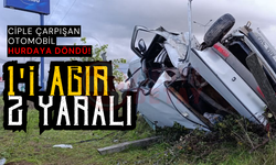 Ciple çarpışan otomobil hurdaya döndü!