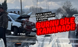 Kaza yapan otomobildeki 8 kişinin burnu bile kanamadı!