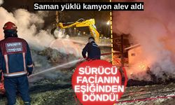 Saman yüklü kamyon alev aldı
