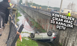 Kontrolden çıkan araç su kanalına uçtu!