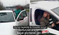 Durdurulan araçtan kaçak göçmenler çıktı