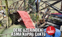 Dere üzerindeki asma köprü çöktü! 2 Yaralı