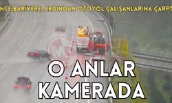 Önce bariyere, ardından otoyol çalışanlarına çarptı