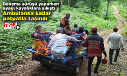 Deneme sürüşü yaparken ayağı kayalıklara sıkıştı