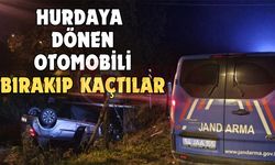 Hurdaya dönen otomobili bırakıp kaçtılar