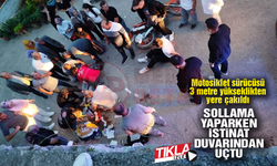 Sollama yaparken istinat duvarından uçtu!