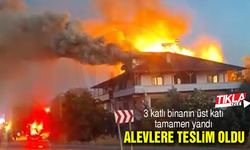 3 katlı binanın üst katı alevlere teslim oldu