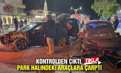 Kontrolden çıkan otomobil park halindeki araçlara çarptı
