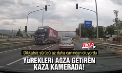 Dikkatsiz sürücü az daha canından oluyordu!