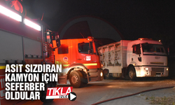 Asit sızdıran kamyon için seferber oldular